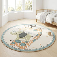 Cocon Montessori Tapis Enfant Rond Animaux Tons Neutres