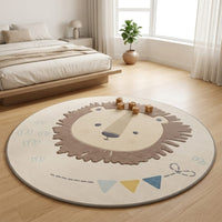 Cocon Montessori Tapis Enfant Rond Animaux Tons Neutres