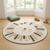 Cocon Montessori Tapis Enfant Rond Animaux Tons Neutres