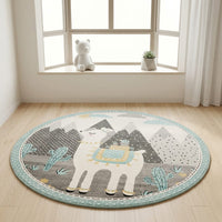 Cocon Montessori Tapis Enfant Rond Animaux Tons Neutres