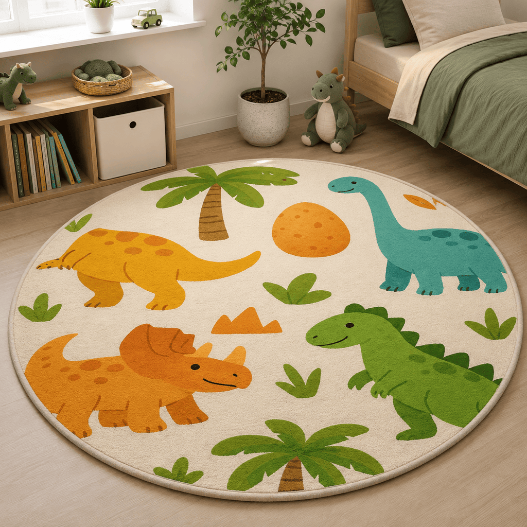 Cocon Montessori Tapis Enfant Rond Dinosaure