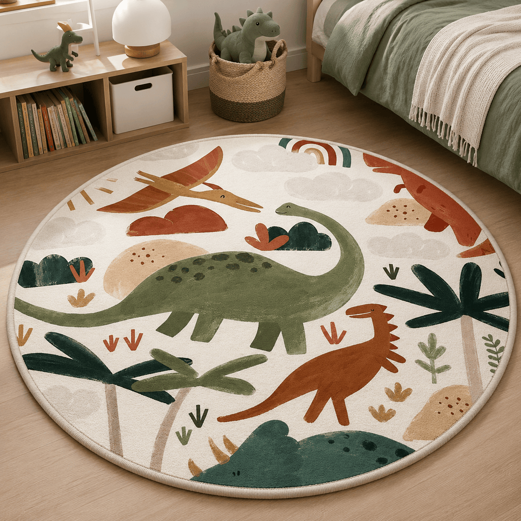 Cocon Montessori Tapis Enfant Rond Dinosaure