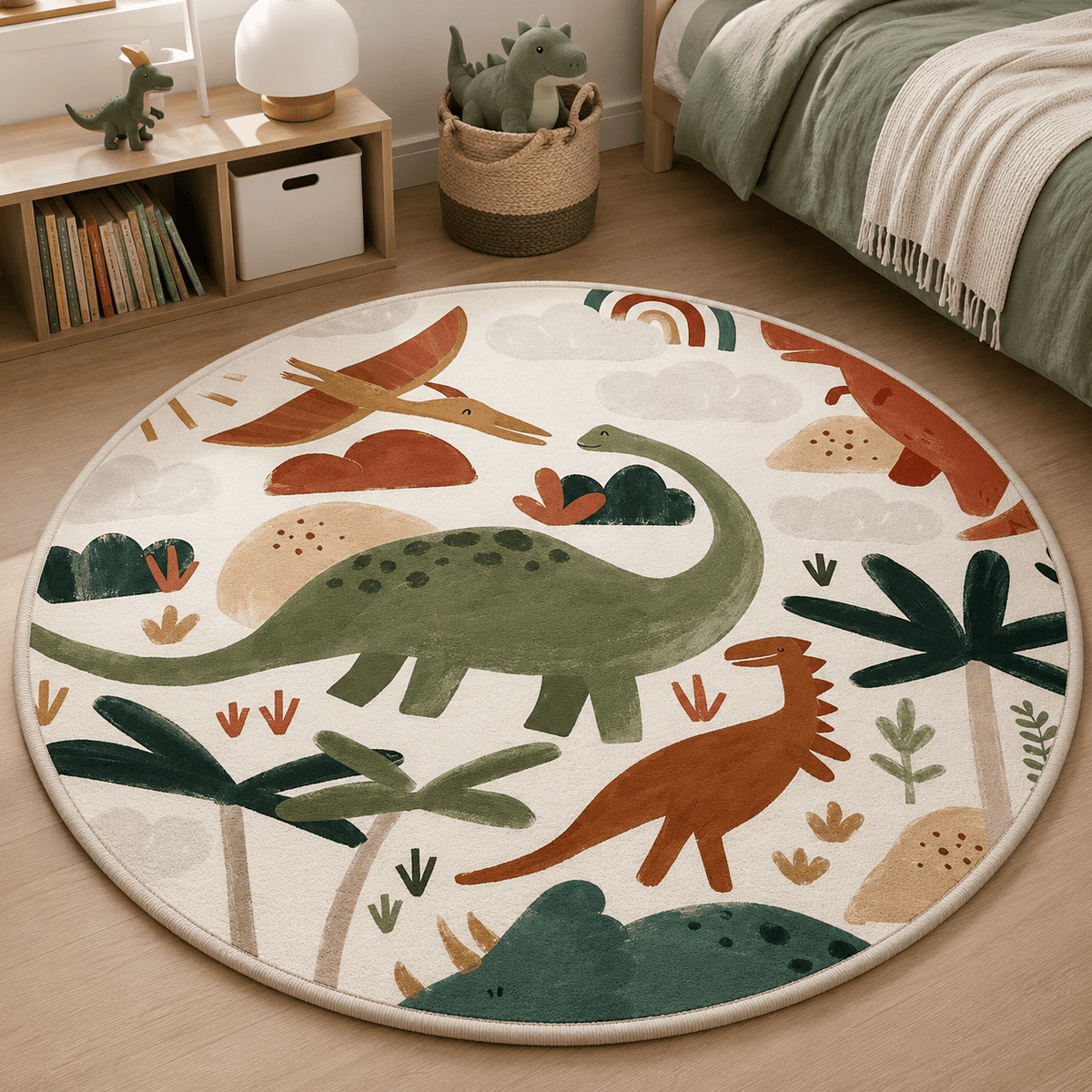 Cocon Montessori Tapis Enfant Rond Dinosaure