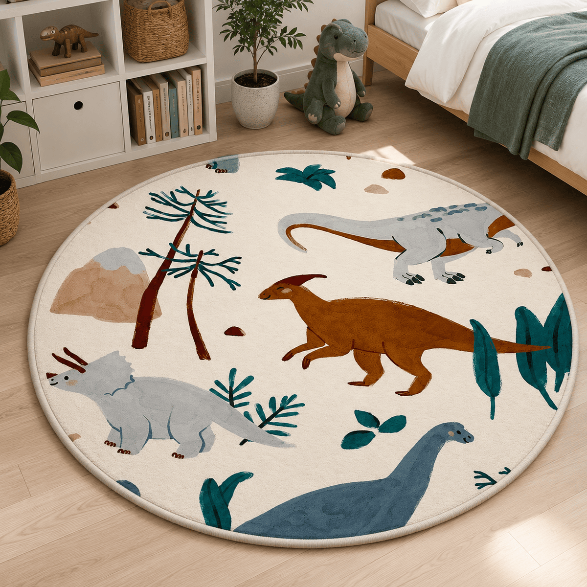 Cocon Montessori Tapis Enfant Rond Dinosaure
