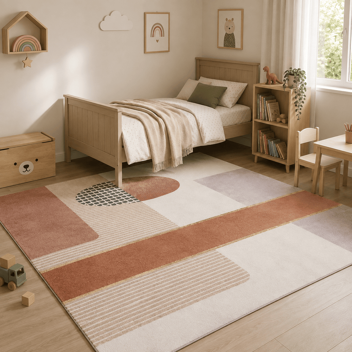 Cocon Montessori Tapis Fille Tons Rose Pastel