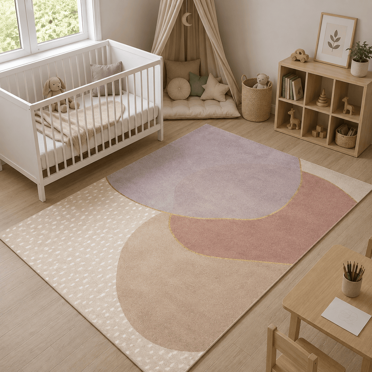 Cocon Montessori Tapis Fille Tons Rose Pastel