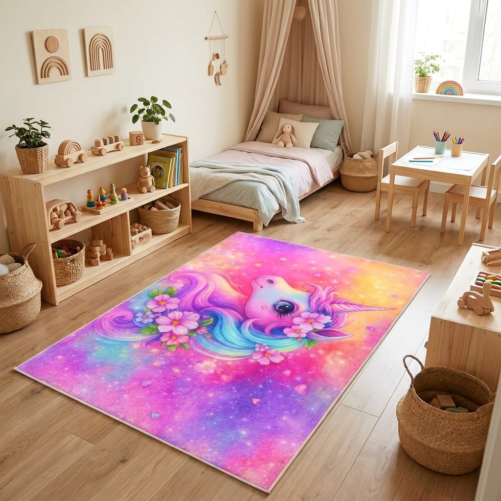 Cocon Montessori Tapis Pour Filles Licorne