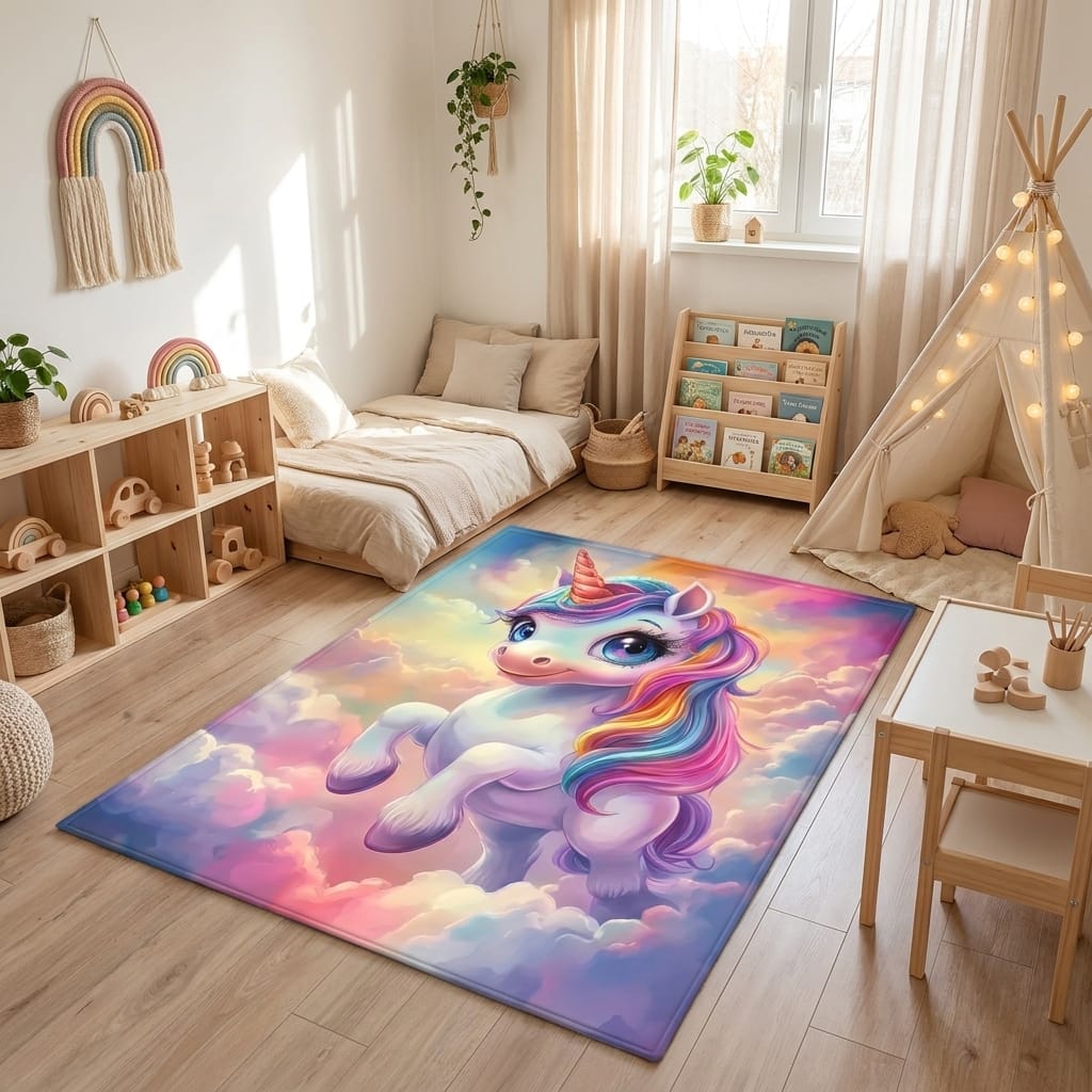 Cocon Montessori Tapis Pour Filles Licorne