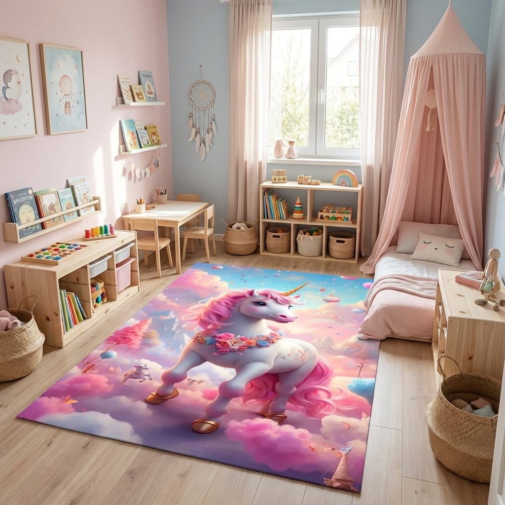 Cocon Montessori Tapis Pour Filles Licorne