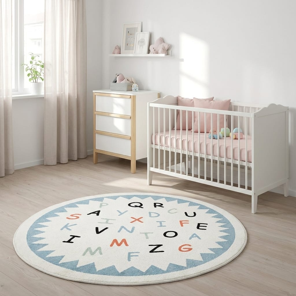 Cocon Montessori Tapis Rond Antidérapant Lavable Enfant