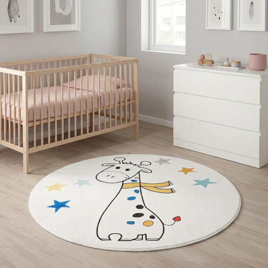 Cocon Montessori Tapis Rond Antidérapant Lavable Enfant