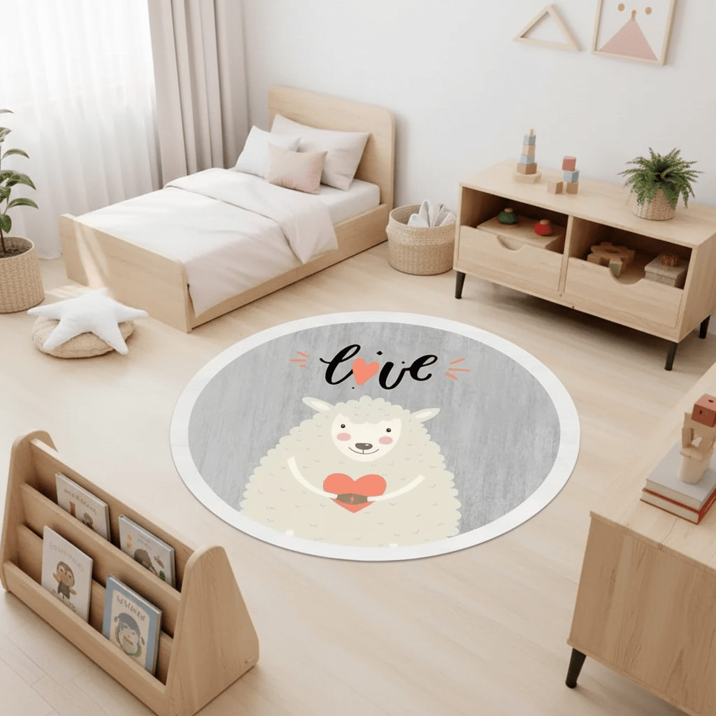 Cocon Montessori Tapis Rond Bébé Animaux Pastel