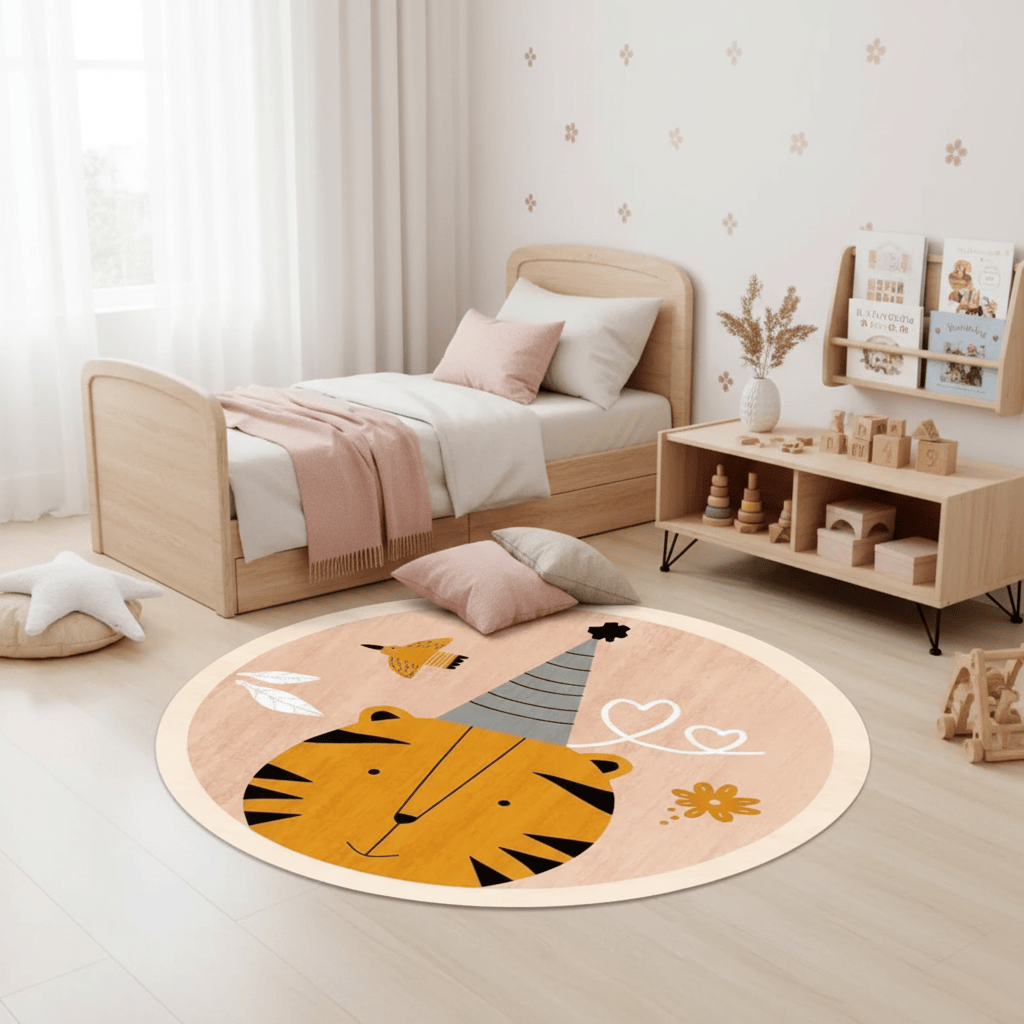 Cocon Montessori Tapis Rond Bébé Animaux Pastel