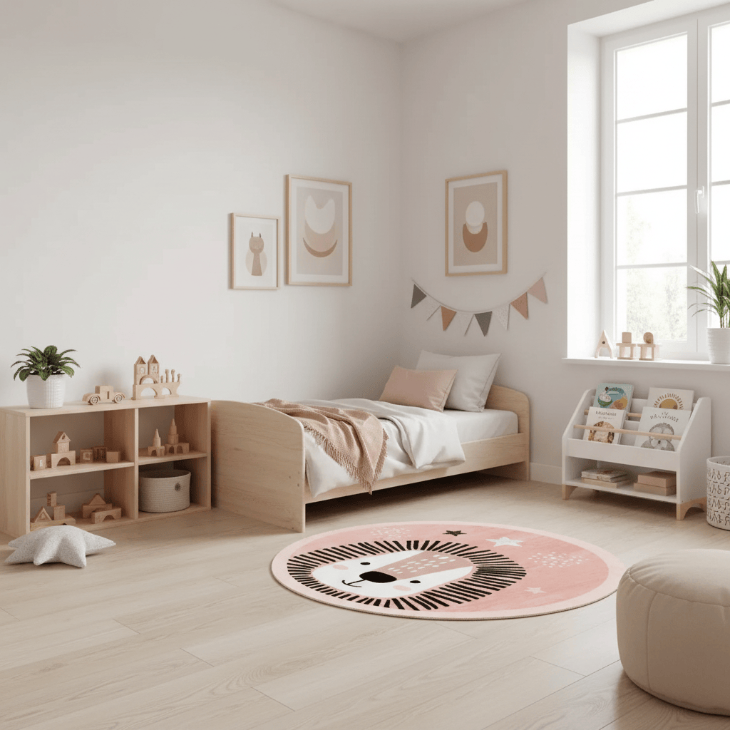 Cocon Montessori Tapis Rond Bébé Animaux Pastel