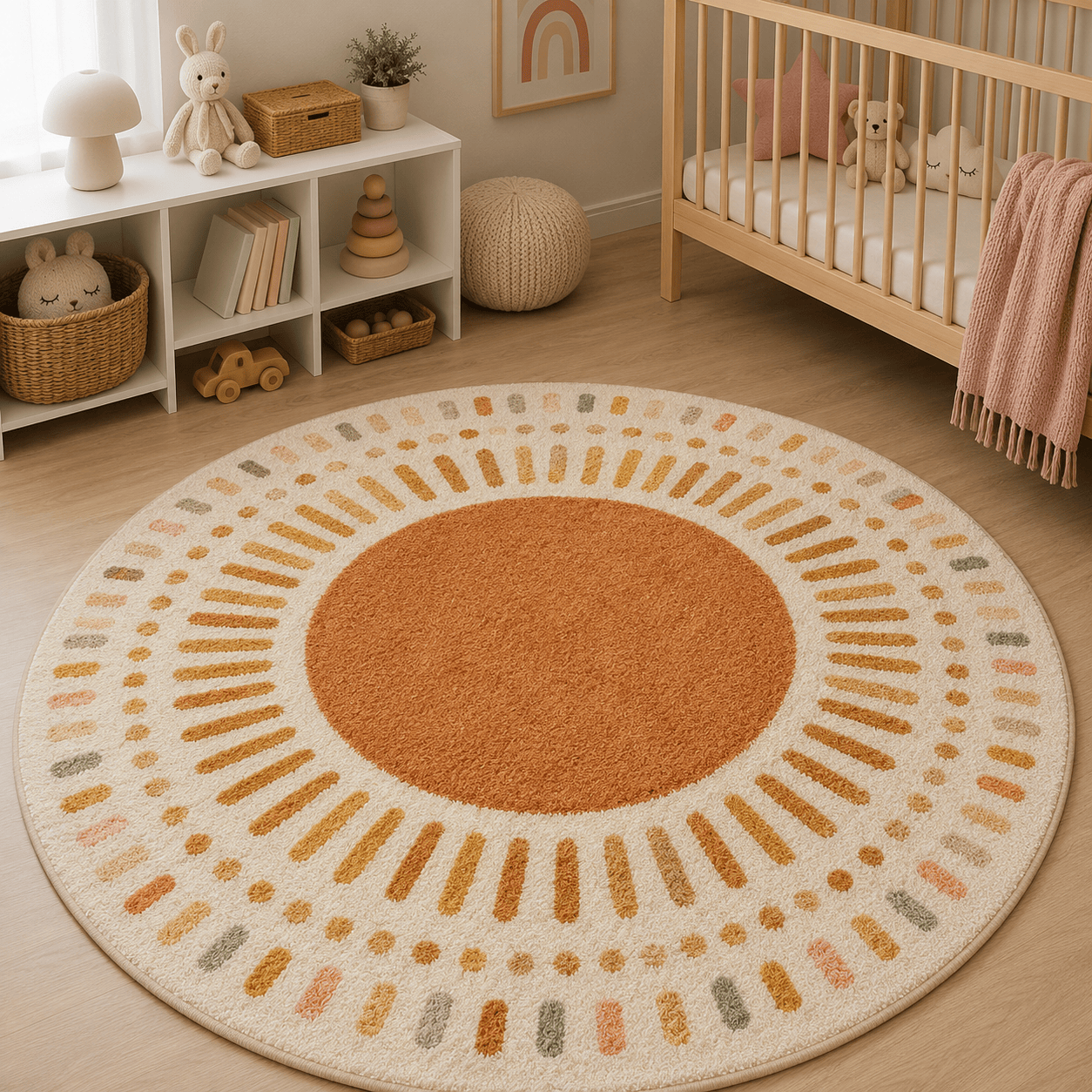 Cocon Montessori Tapis Rond Moelleux Chambre Enfant