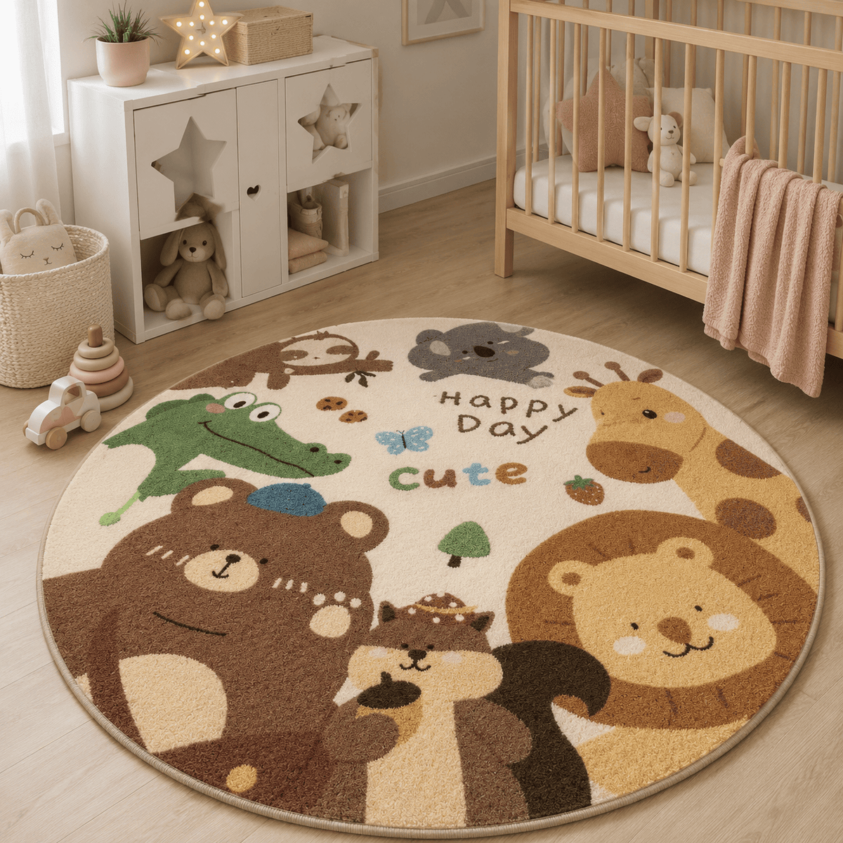 Cocon Montessori Tapis Rond Moelleux Chambre Enfant
