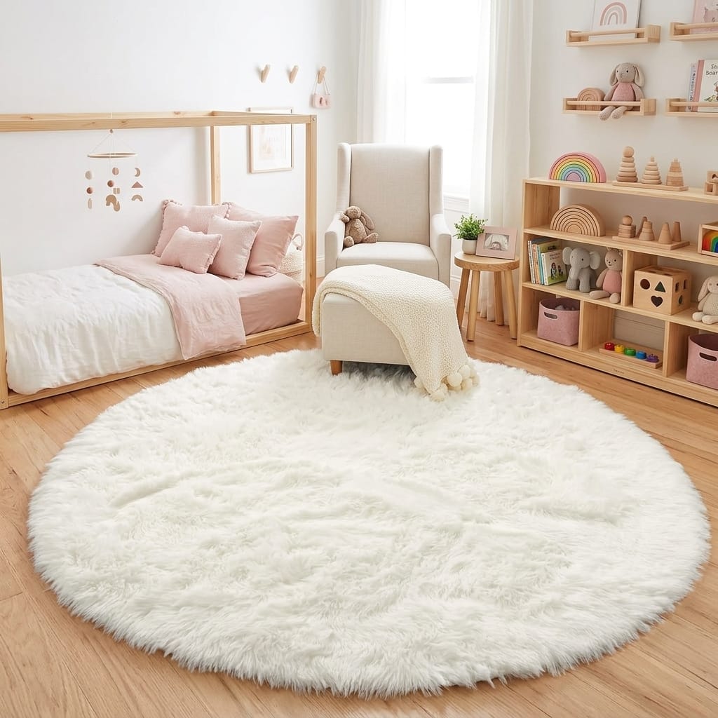 Cocon Montessori Tapis Uni Rond Tout Doux